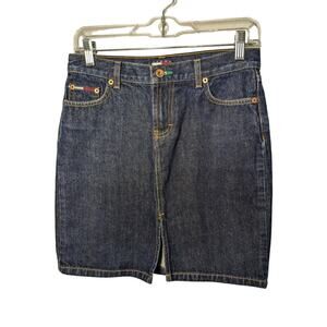 Vintage 90s Tommy Hilfiger Denim Jean Skirt Size 3 Dark Wash
